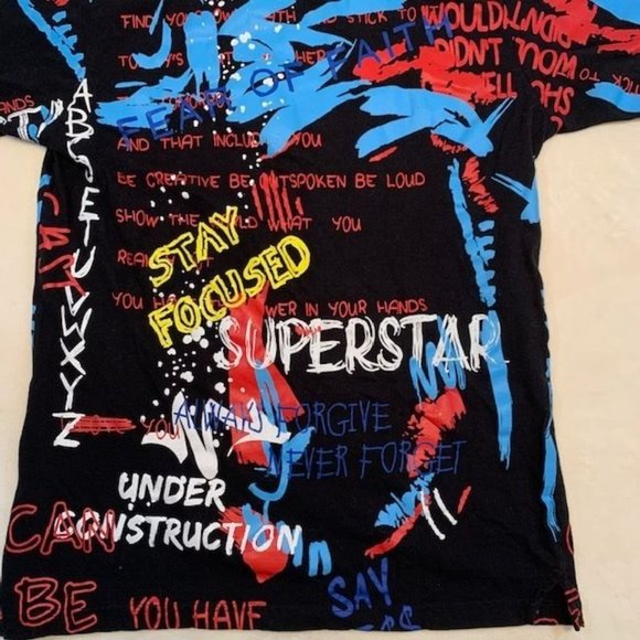 Graphic AOP T-Shirt Mens FWRD Denim Paint Me Down All Over Print Large - Picture 2 of 8